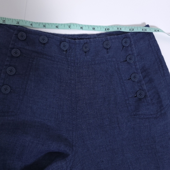 Willi Smith 100% Linen Sailor Button Front Nautical Pants Size 4 - Picture 3 of 7